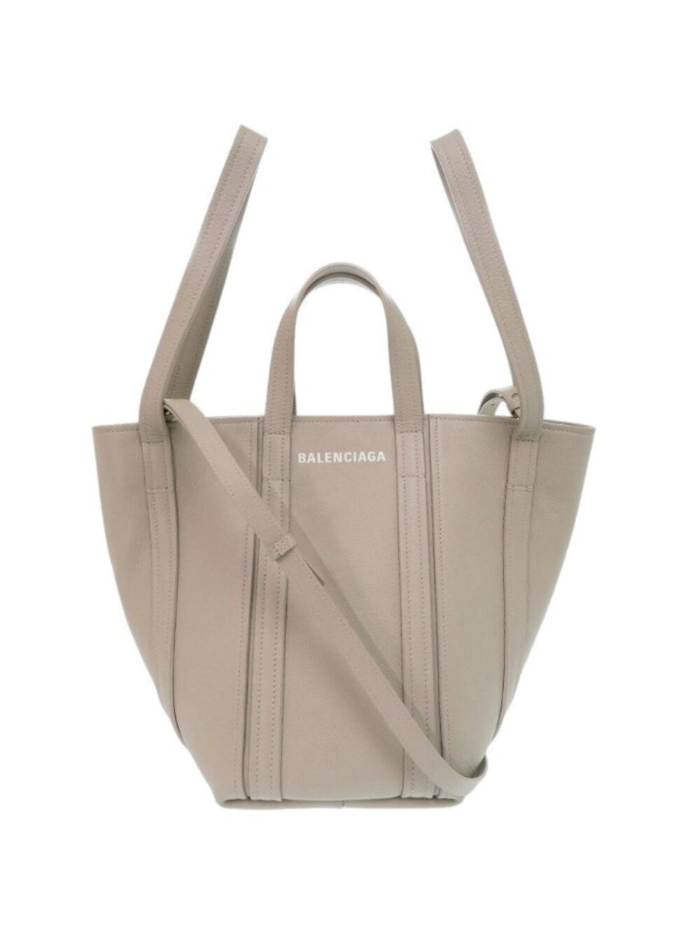Balenciaga 2-Way Everyday Small North South Leather Beige Tote Bag